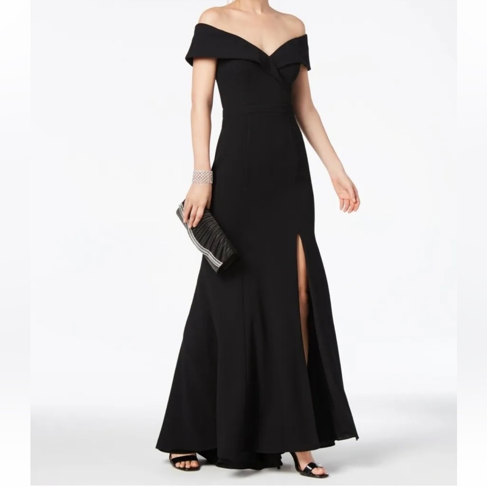XSCAPE Long Black Evening Formal Ball Gown Size 8 Petite